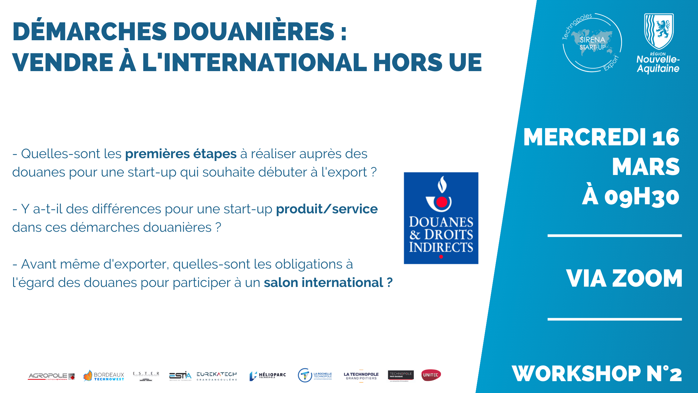 SIRENA START-UP - Workshop n°2 : Démarches douanières - Vendre à l'international hors UE